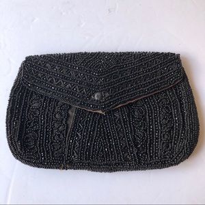 Antique Beaded Clutch Purse Wrist Strap